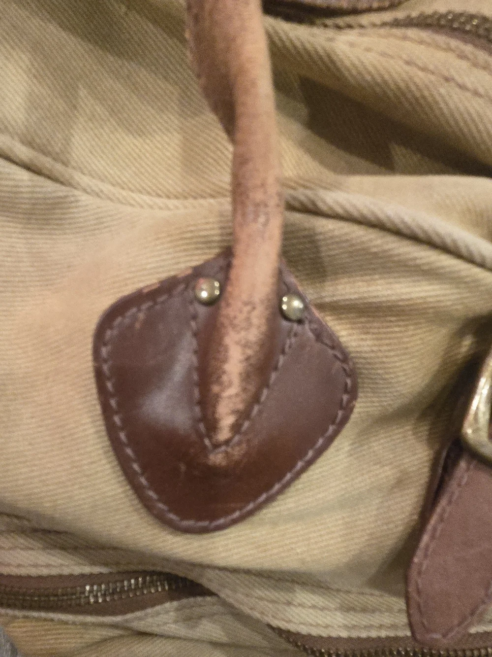 Vintage J.Crew Canvas Leather Weekender Duffel Bag Tan Brass Buckle Travel.